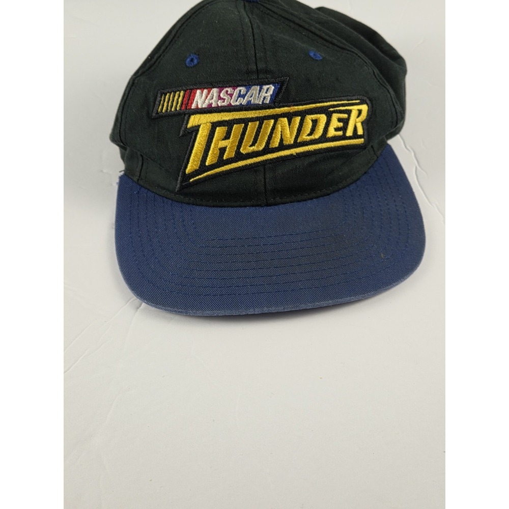Nascar Thunder Ball Cap Snapback Hat‎ Checkered Flag Black Blue